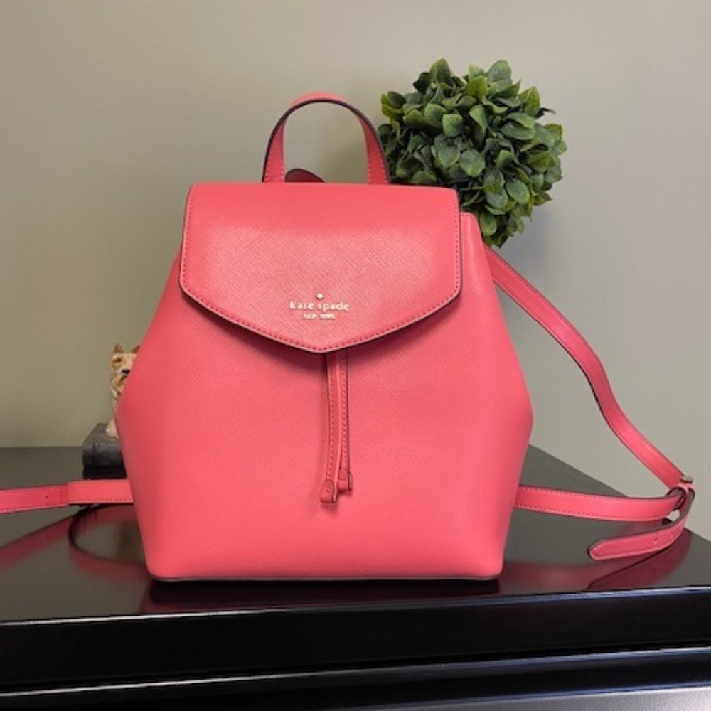 Authentic kate spade Lizzie Medium Flap Backpack - Garden Pink